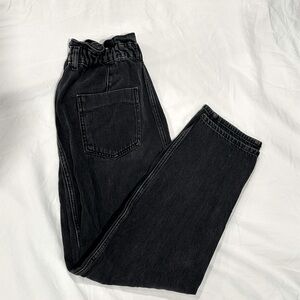 Mango Elastic Waist Faded Black Jeans Sz 8